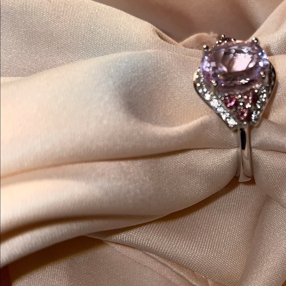 Kunzite and Tourmaline Ring in 925 Silver - Picture 4 of 6